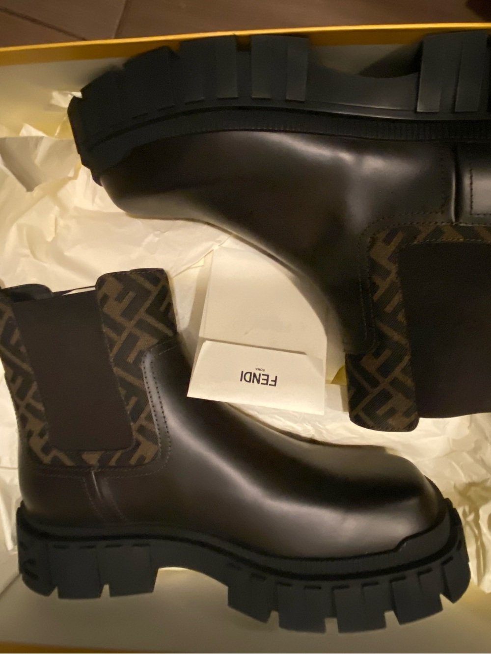 Fendi Men Motif Chelsea Lug Sole Boots in Dark Brown - Picture 8 of 10
